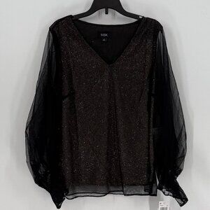 Women's MSK V-Neck Metallic Long Sleeve Top M